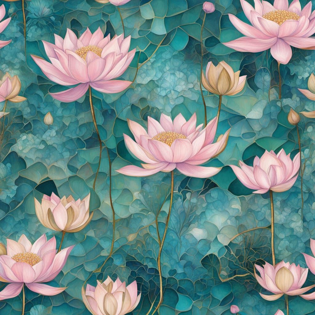 Abstract Cubist Painting of Deep Sea Flora and Fauna