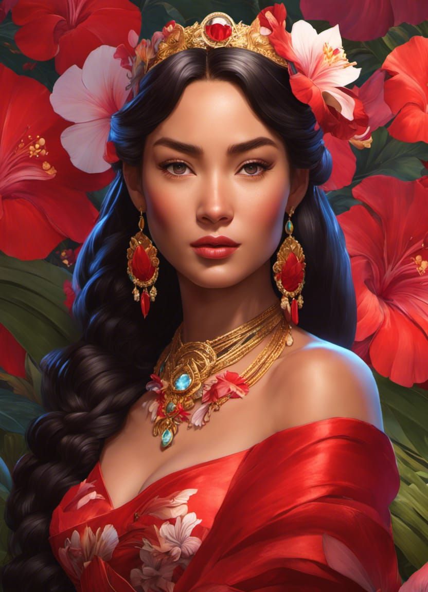 Lilo as Polynesian Princess: Hyperdetailed Portrait