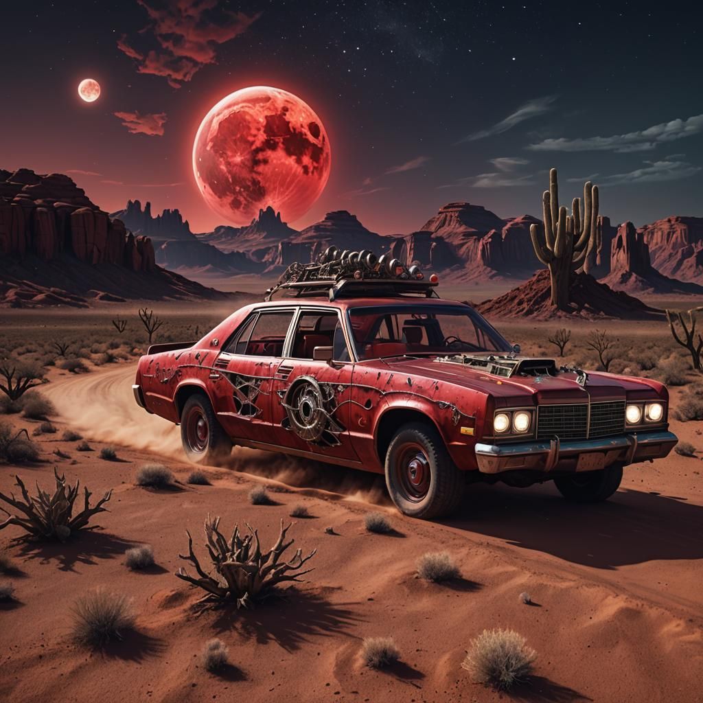 Fractal Ghost Car in Arizona Desert Art