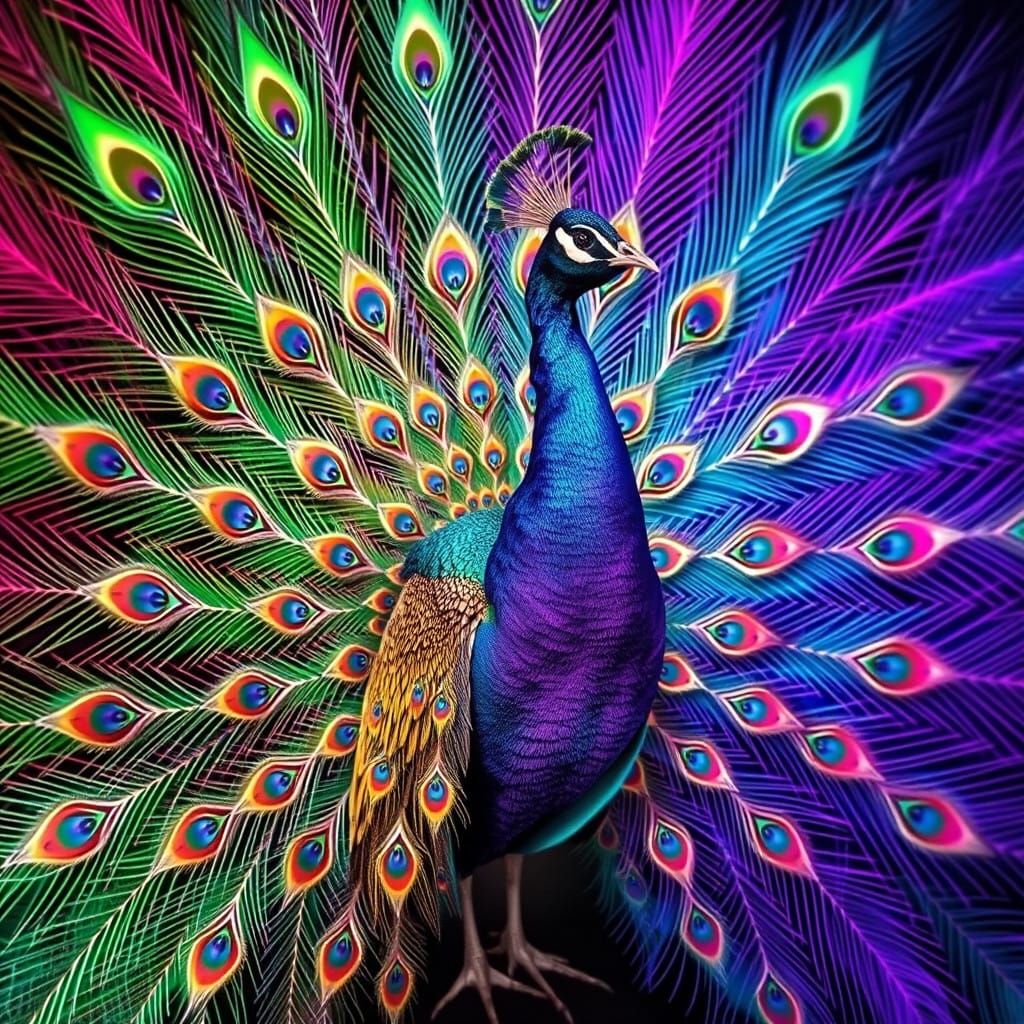 Glittering Metallic Peacock of Myth