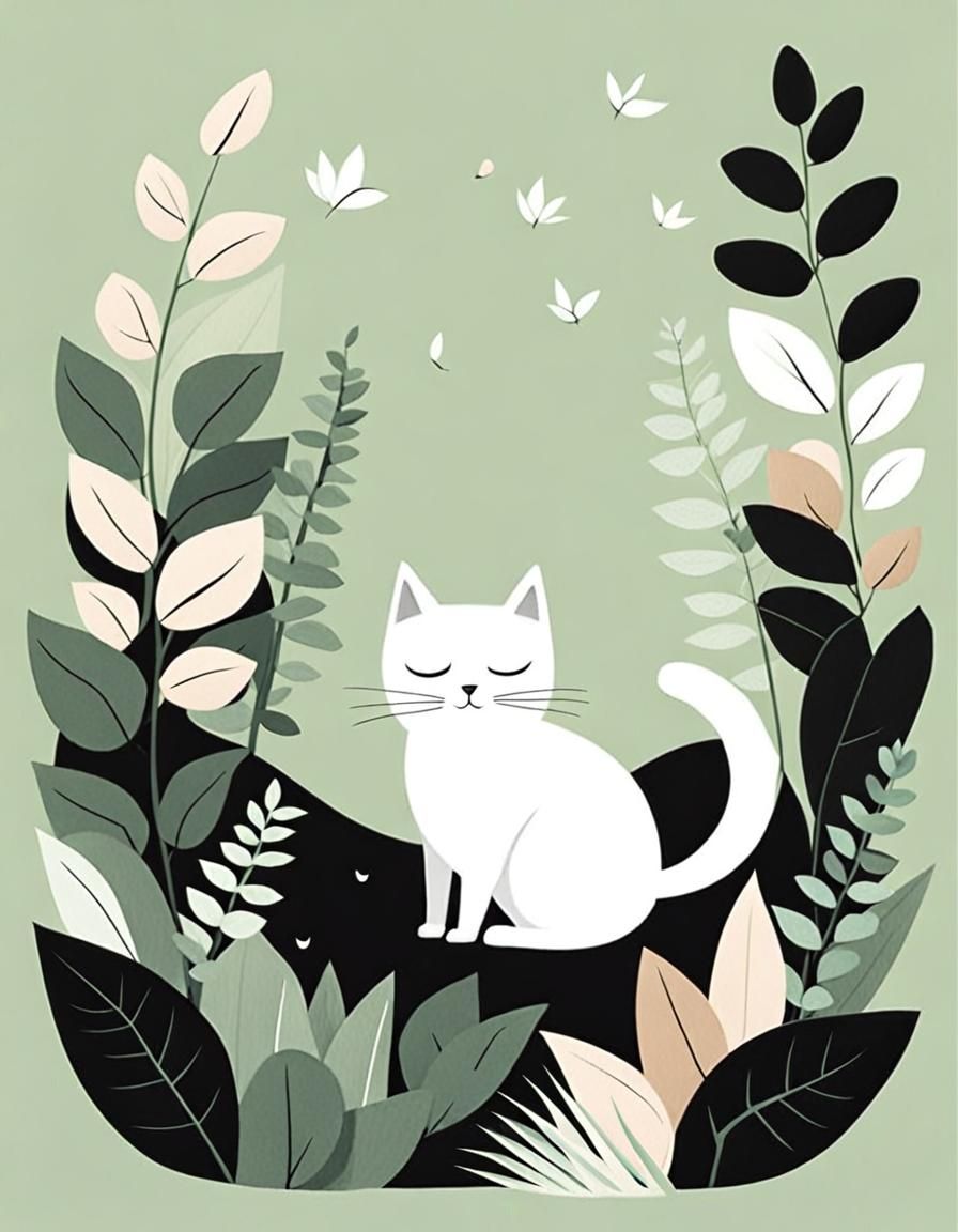 Delightful Pastel Cat Clipart in Nursery Art Style