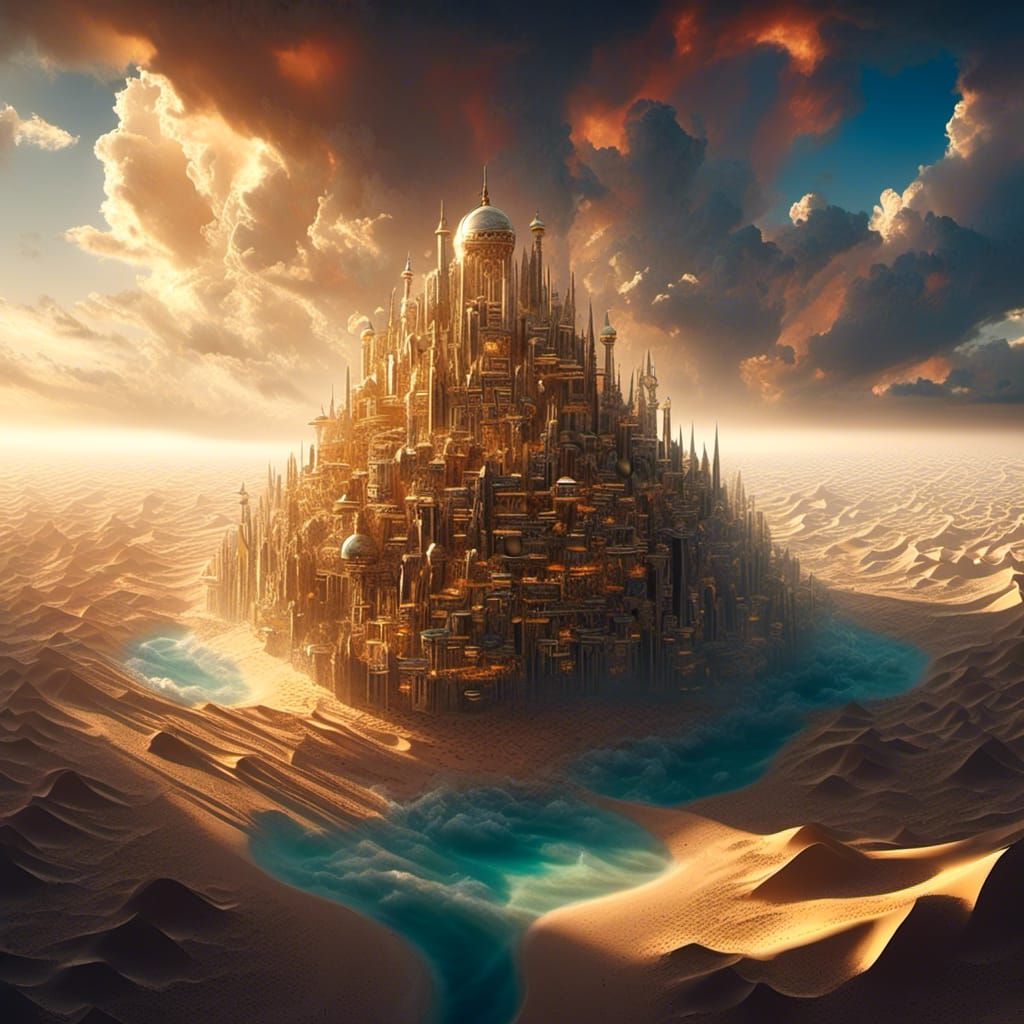 Surreal Miniature Desert City in a Bucket