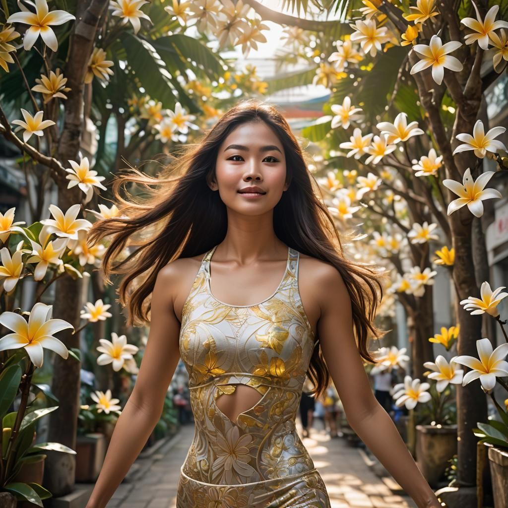 Ethereal Woman with Luminous Skin in Art Nouveau Style