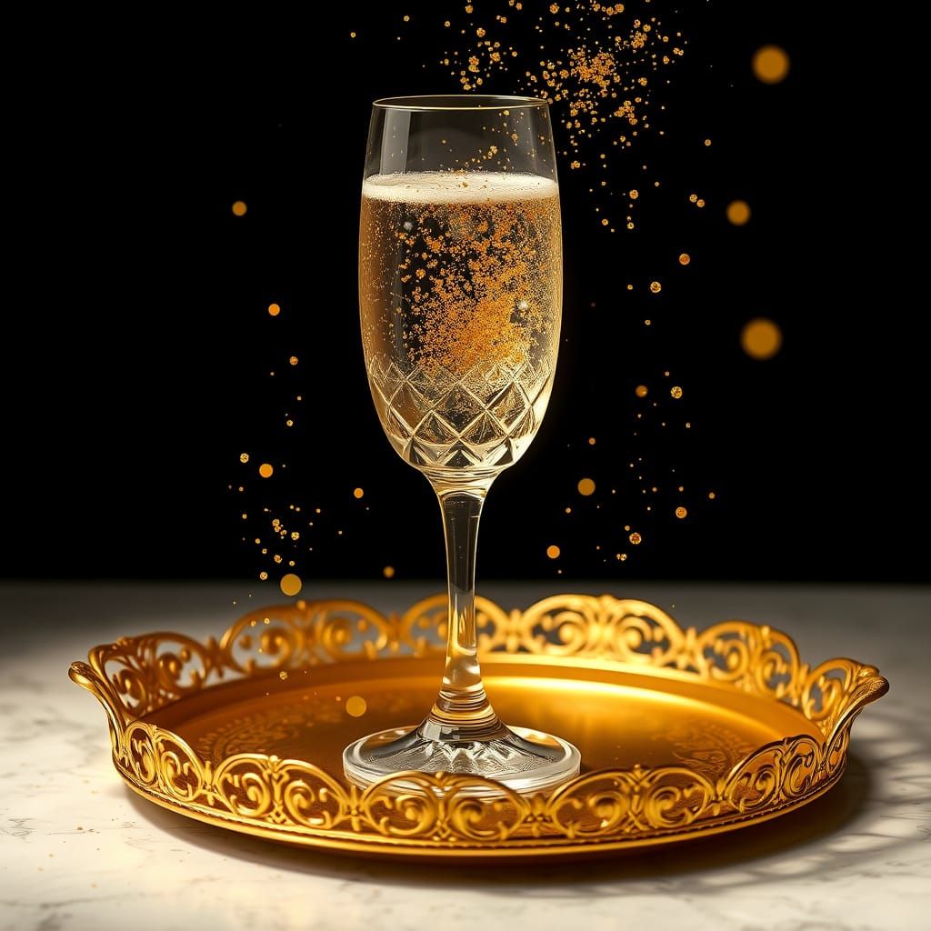 Luxurious Champagne in Golden Opulence