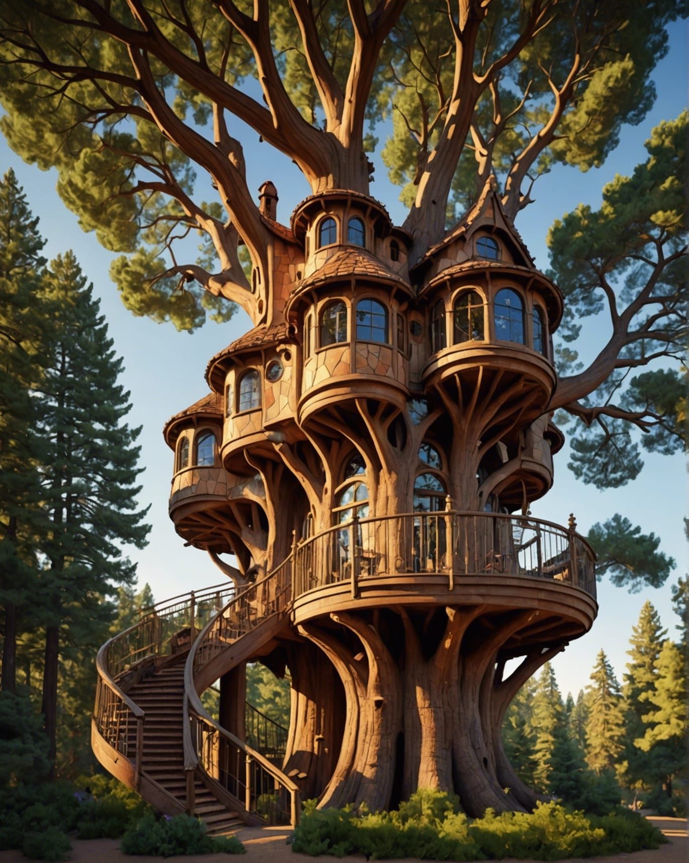 Gaudi-Inspired Utopian Treehouse in Giant Sequoias