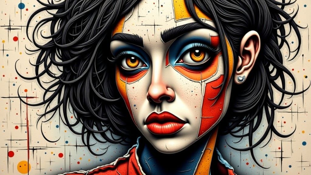 Expressive Portrait in Art Brut Style