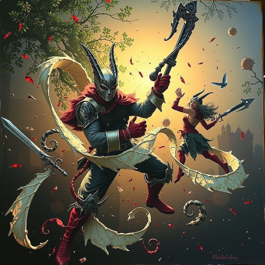 Abstract Swirling Red Forms