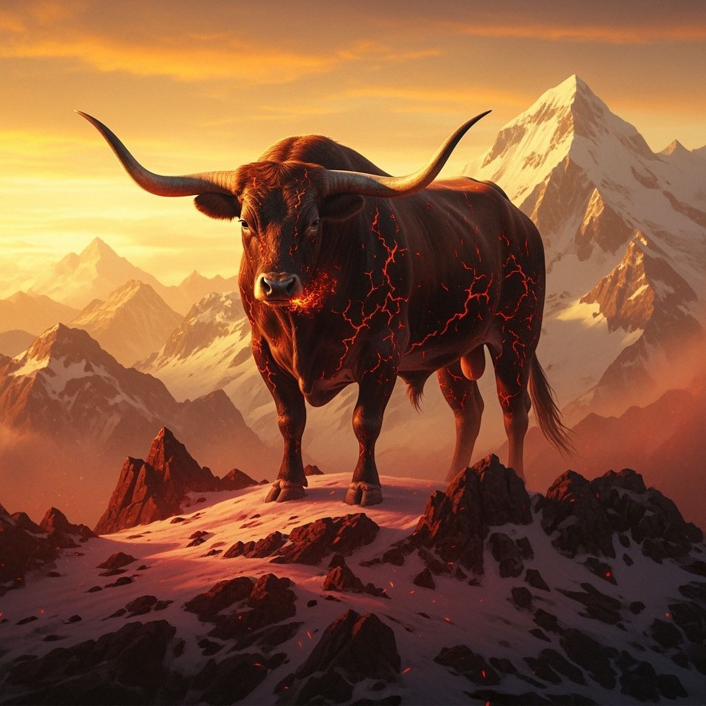 Longhorn Bull with Bronze Horns at Sunset