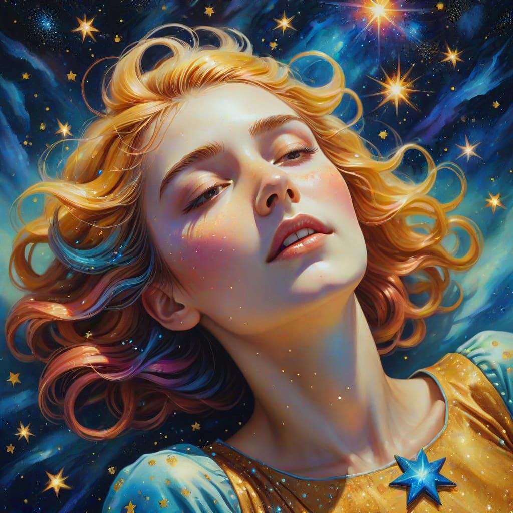 Celestial Woman: A Surrealist Oil Painting