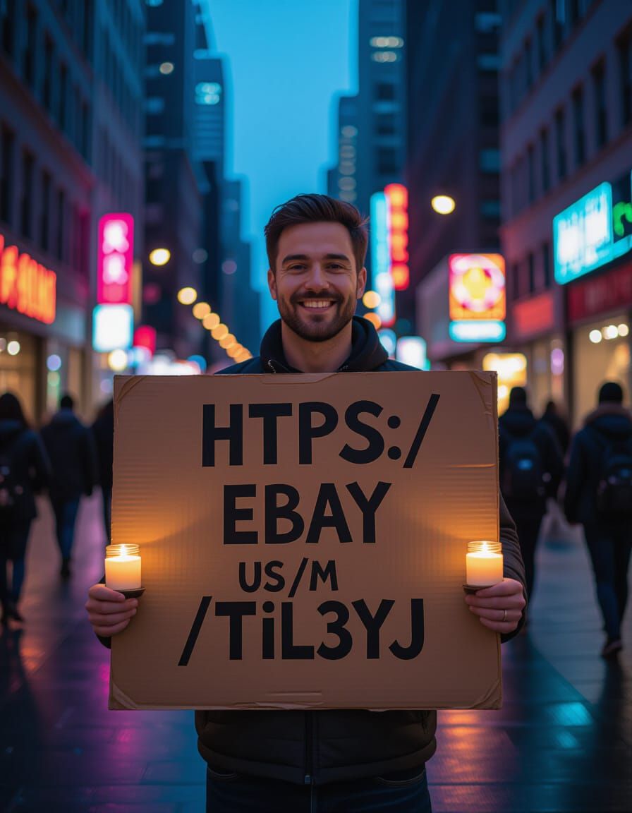 Candle Seller on a City Street at Dusk
