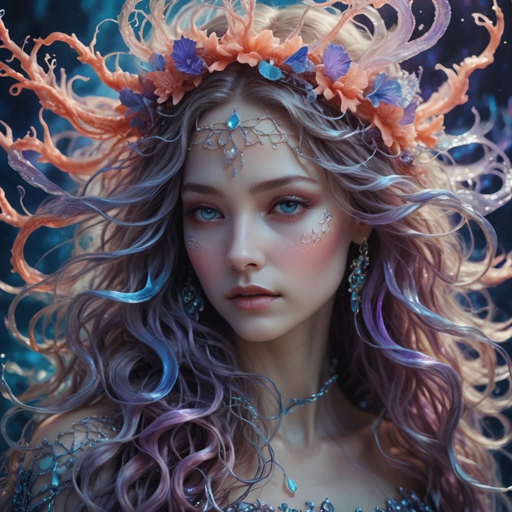 Ocean Fantasy Woman Portrait in Ethereal Style