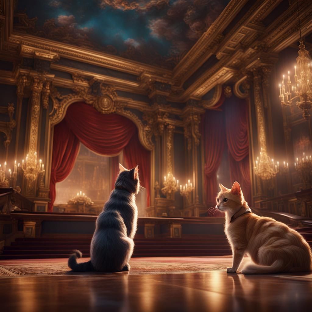 Cats and Dogs Attend Opera in Detailed Painting