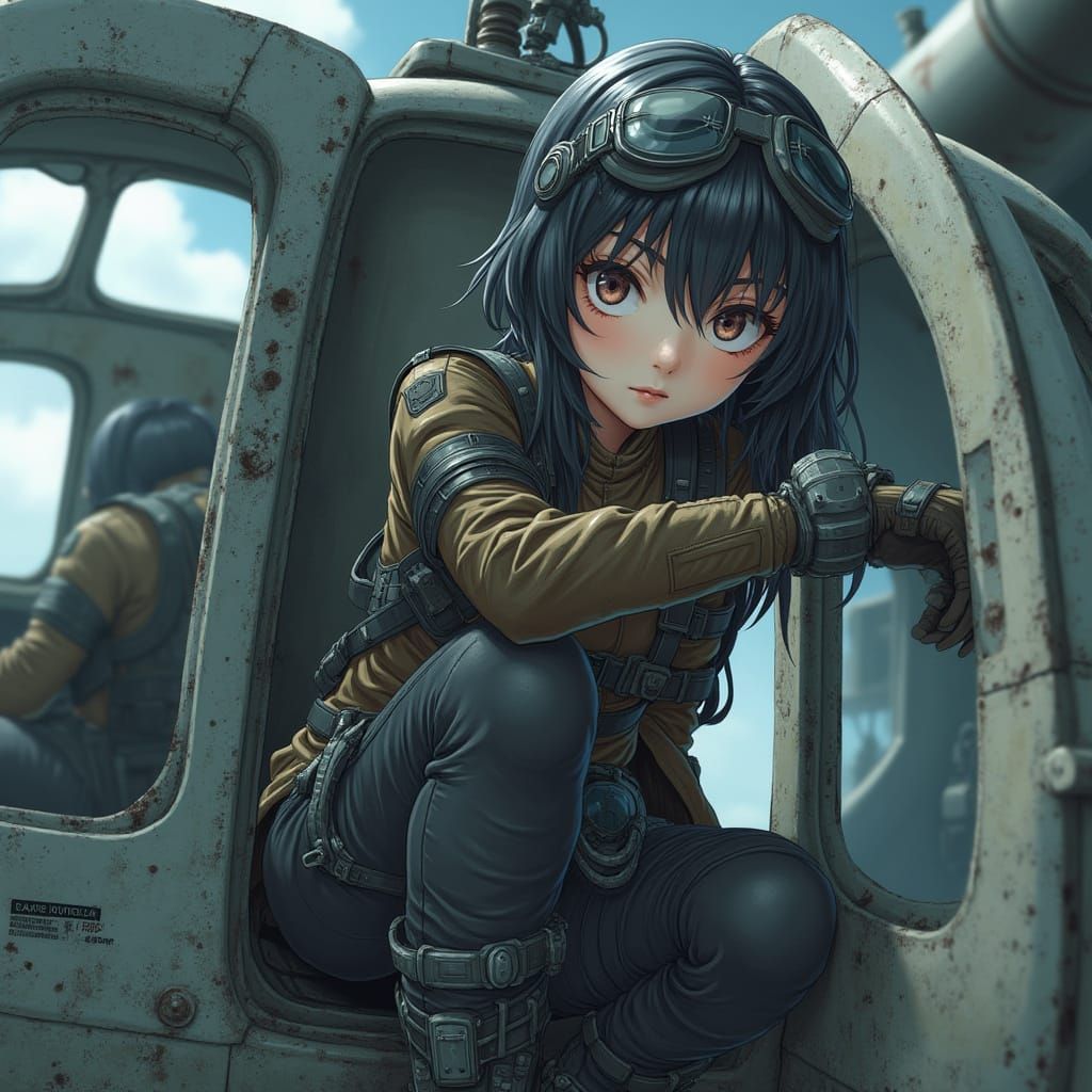 Anime Girl in Post-Apocalyptic Scene
