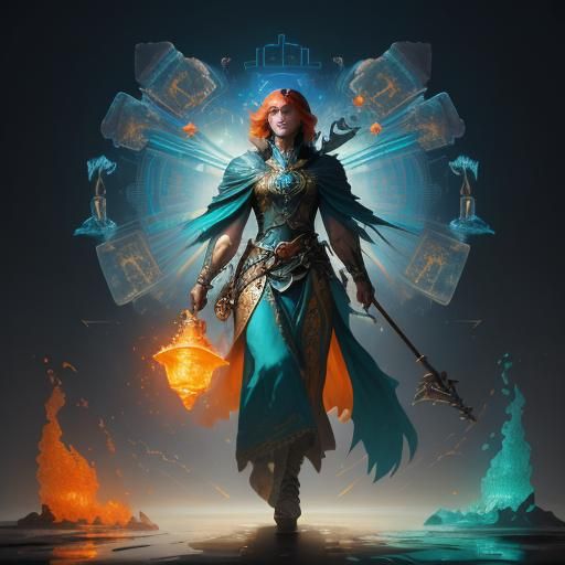 Surreal Celestial Shaman in Fiery Kingdom