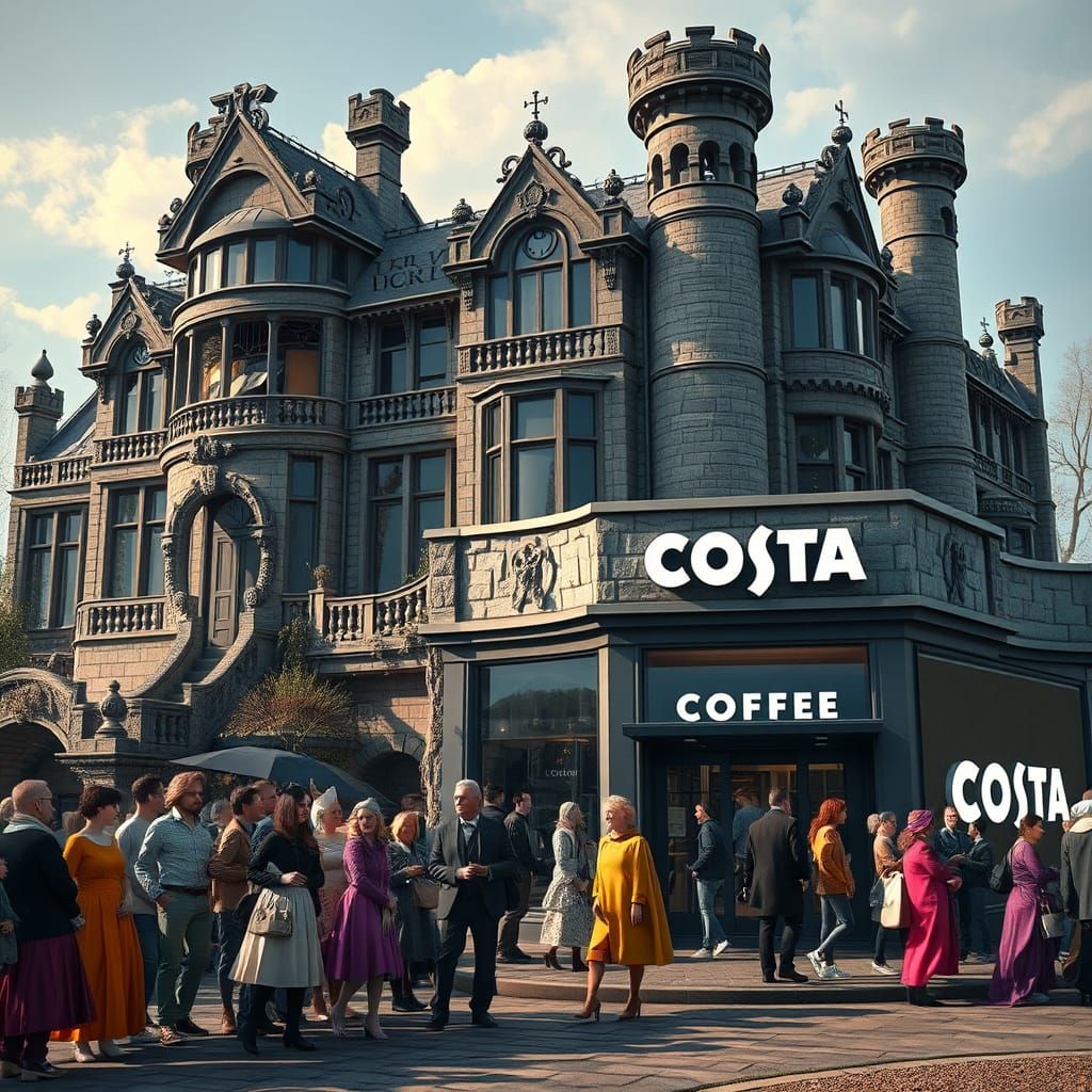 Decadent Modern Mansion Meets Vibrant Costa Coffee in Surrea...