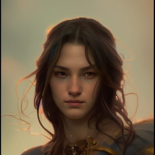 Detailed Portrait in Art Nouveau Style