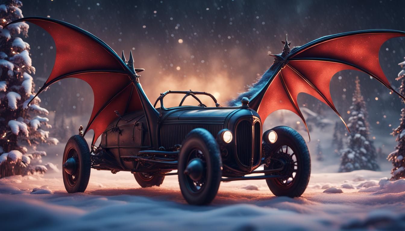 Fantastical Christmas Batmobile Concept Art