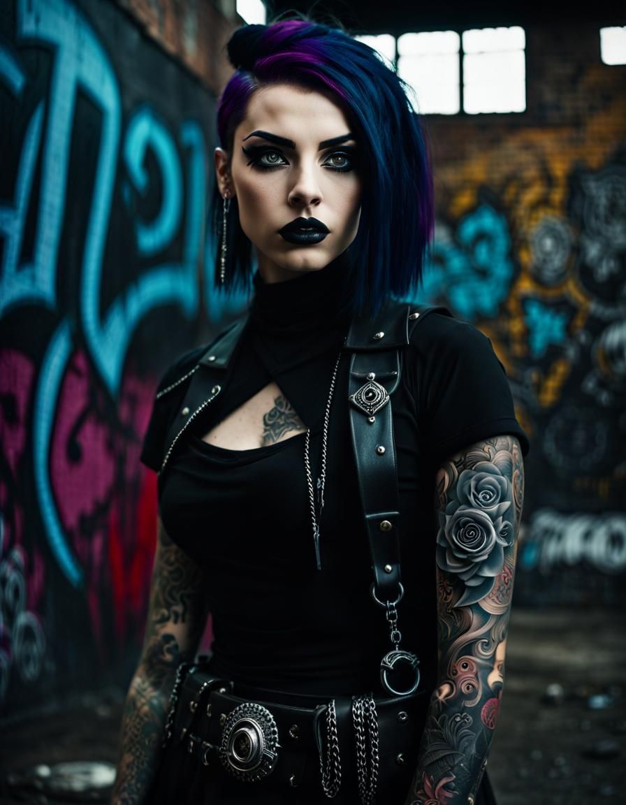 Gothic Girl in Dystopian Surrealism