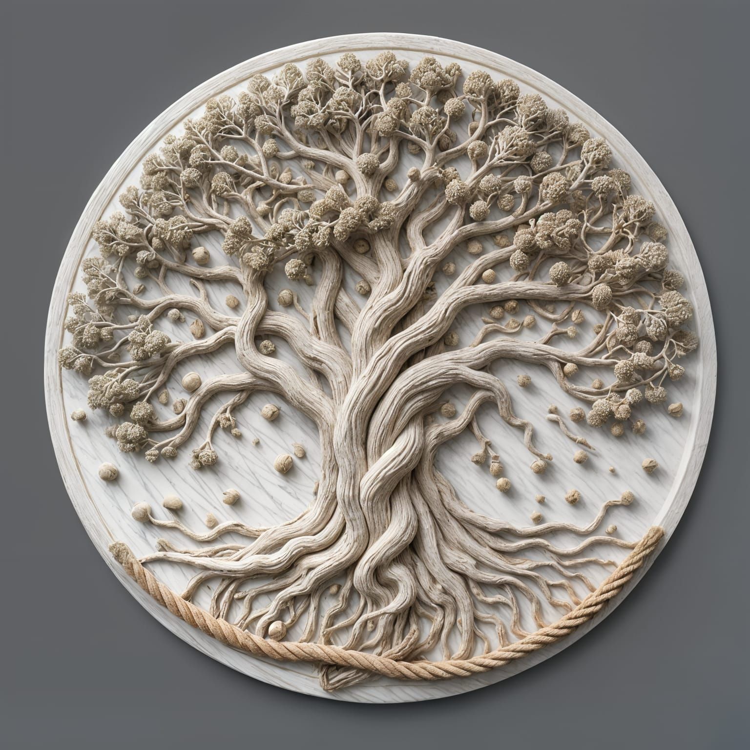 Detailed Marble Bas Relief of an Ancient Oak