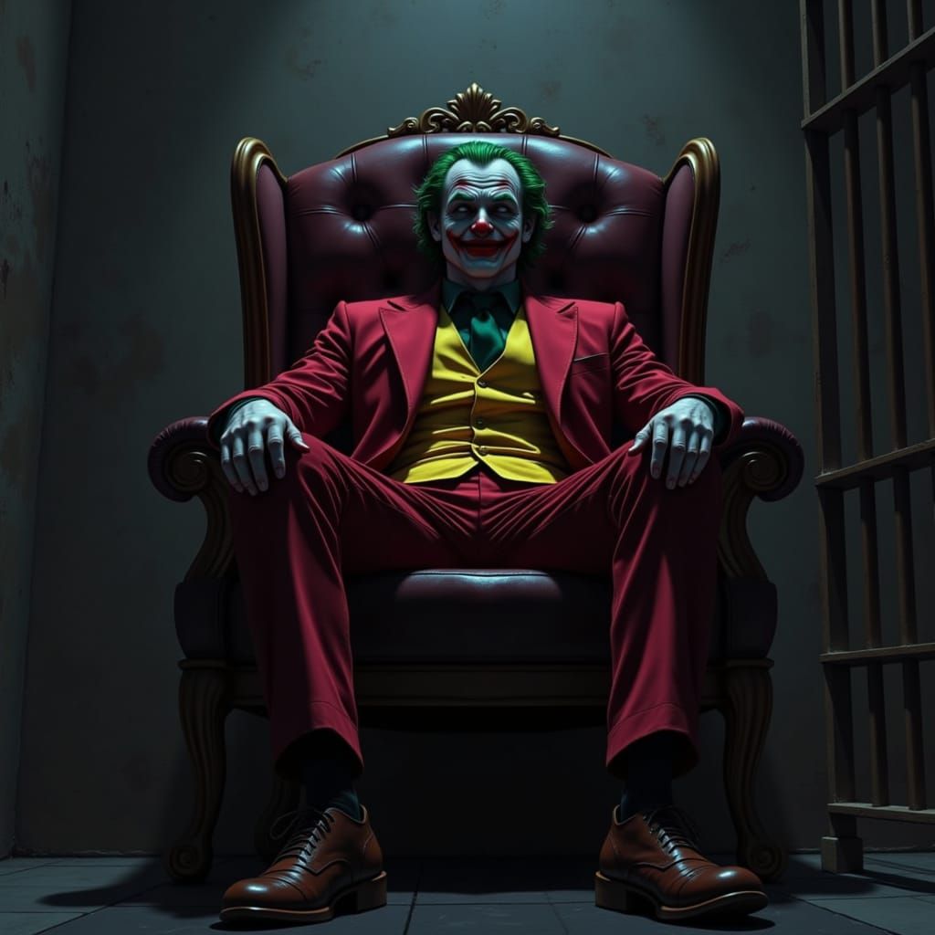 Menacing Joker in Jail, Pop-Art Comic Style