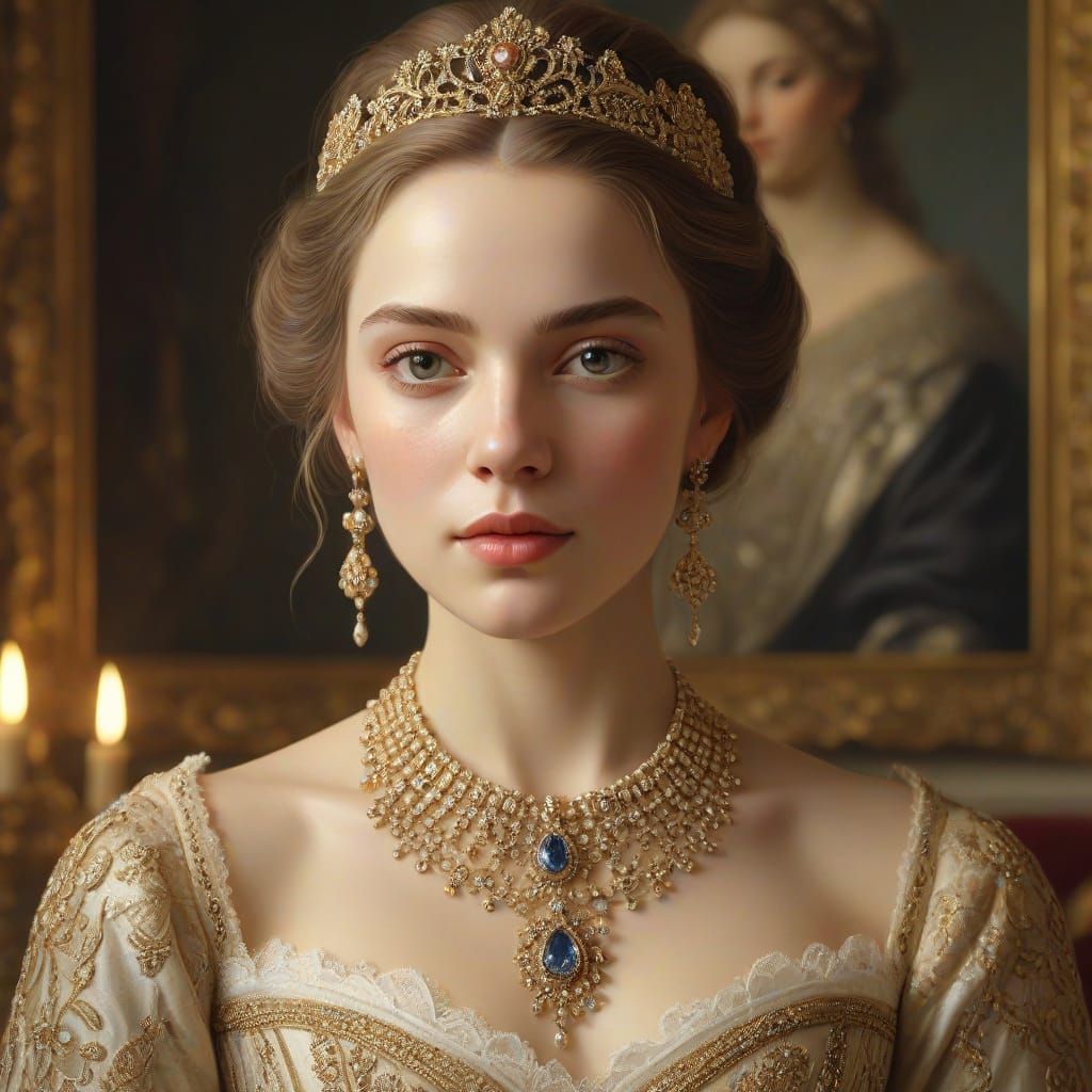 Baroque Portrait of Comtesse de Montsoreau in Oil