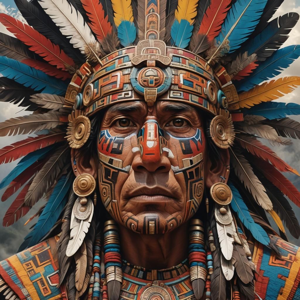 Viracocha: The Incan God in Hyperrealistic Splash Art