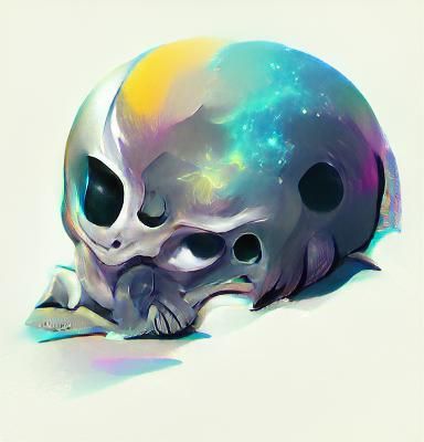 Surreal Space Fish Skull in Deep Space