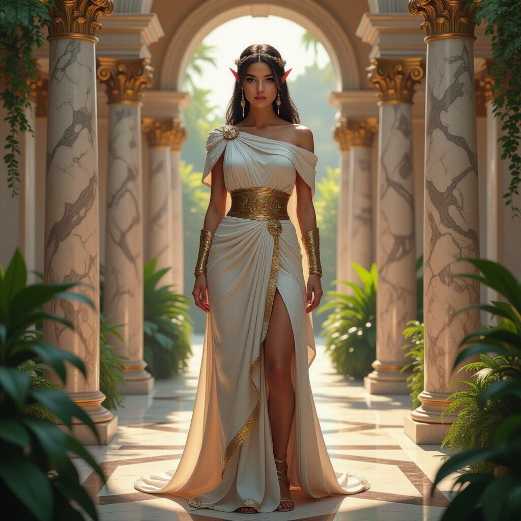 Photorealistic Elf Woman in Roman Toga
