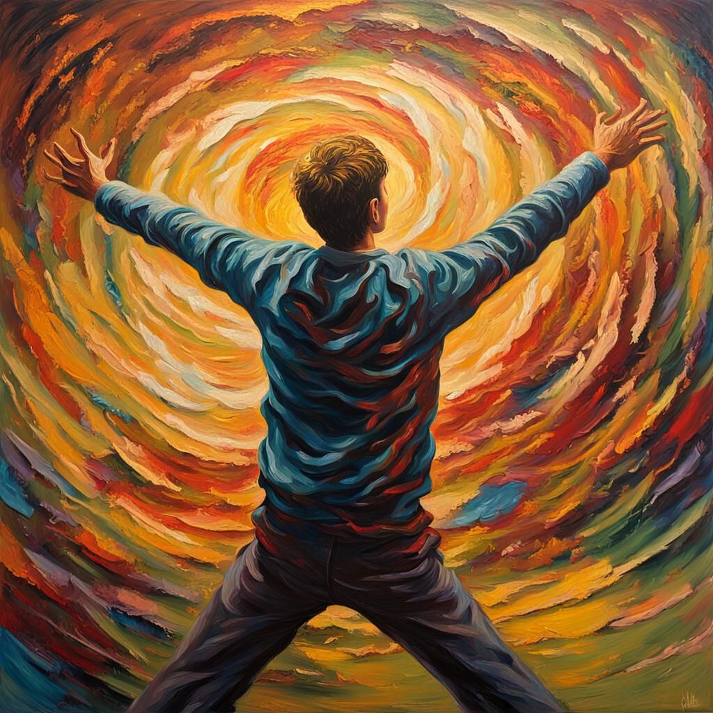 Swirling Vortex of Colors: Neo-Impressionist Oil Painting