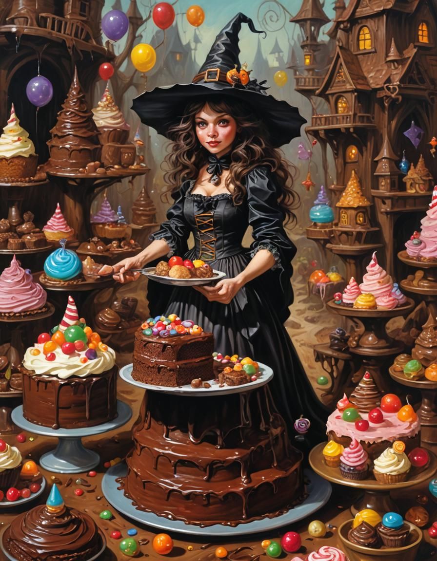 Chocolate Witch in Chocolate Cake Candyland