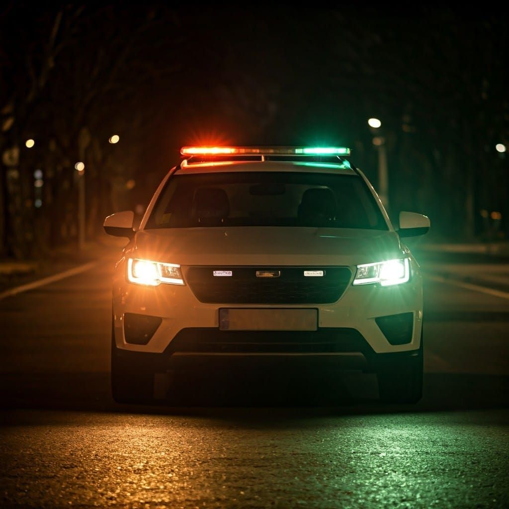 Vibrant Security Vehicle with Amber and Green Lights