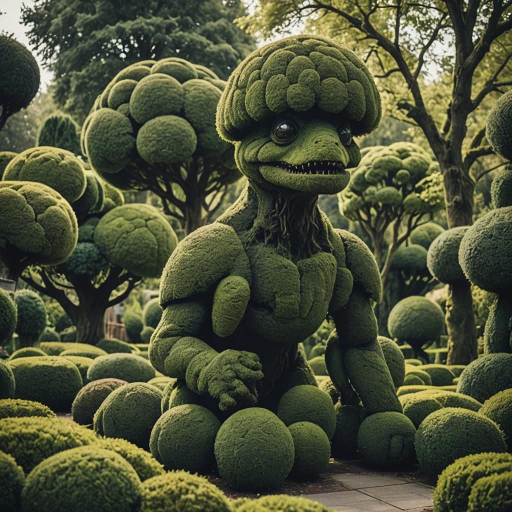 Weird and Creepy Topiary in Cinematic Style