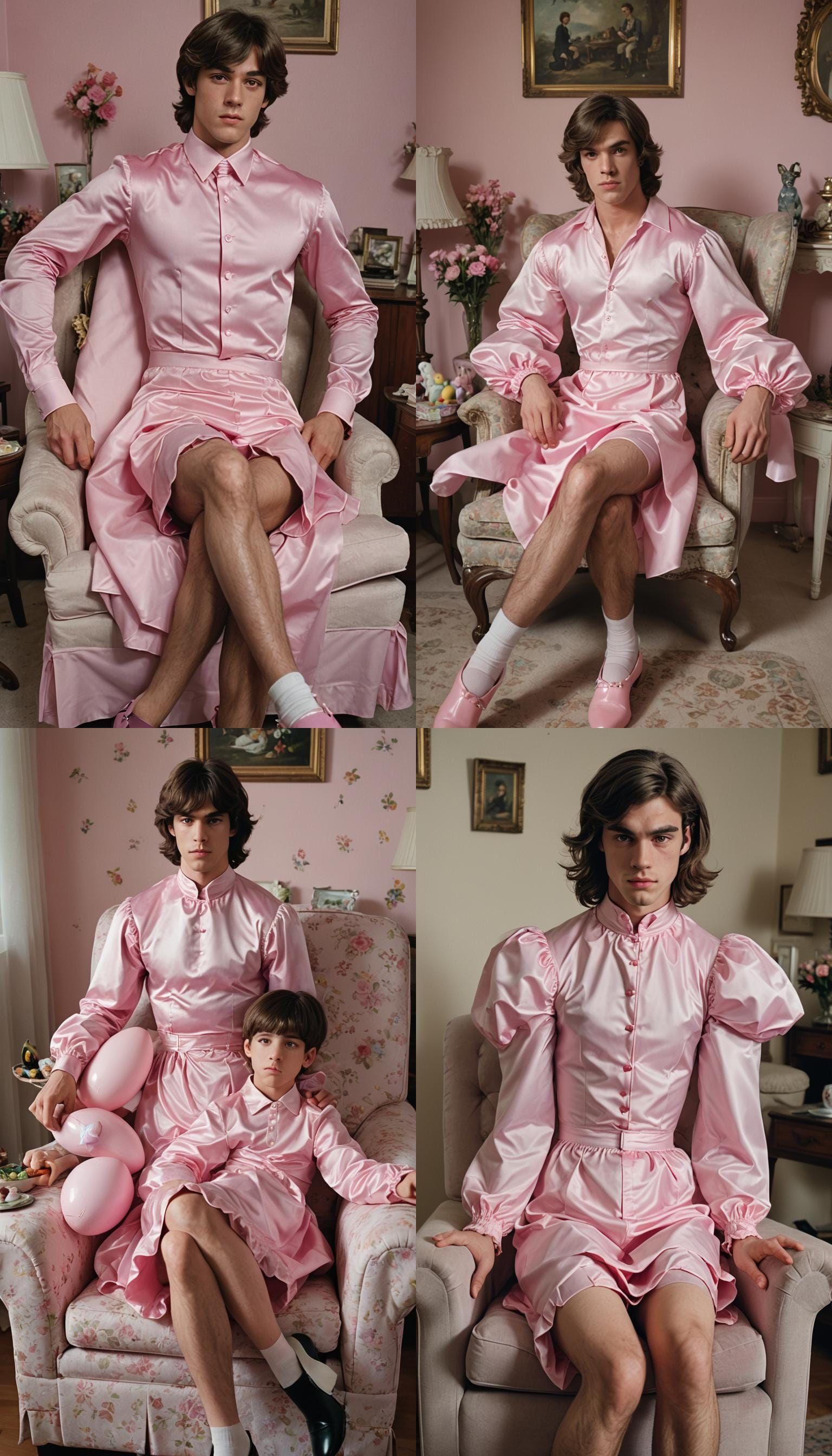 Masculine Figure in Pink Easter Dress