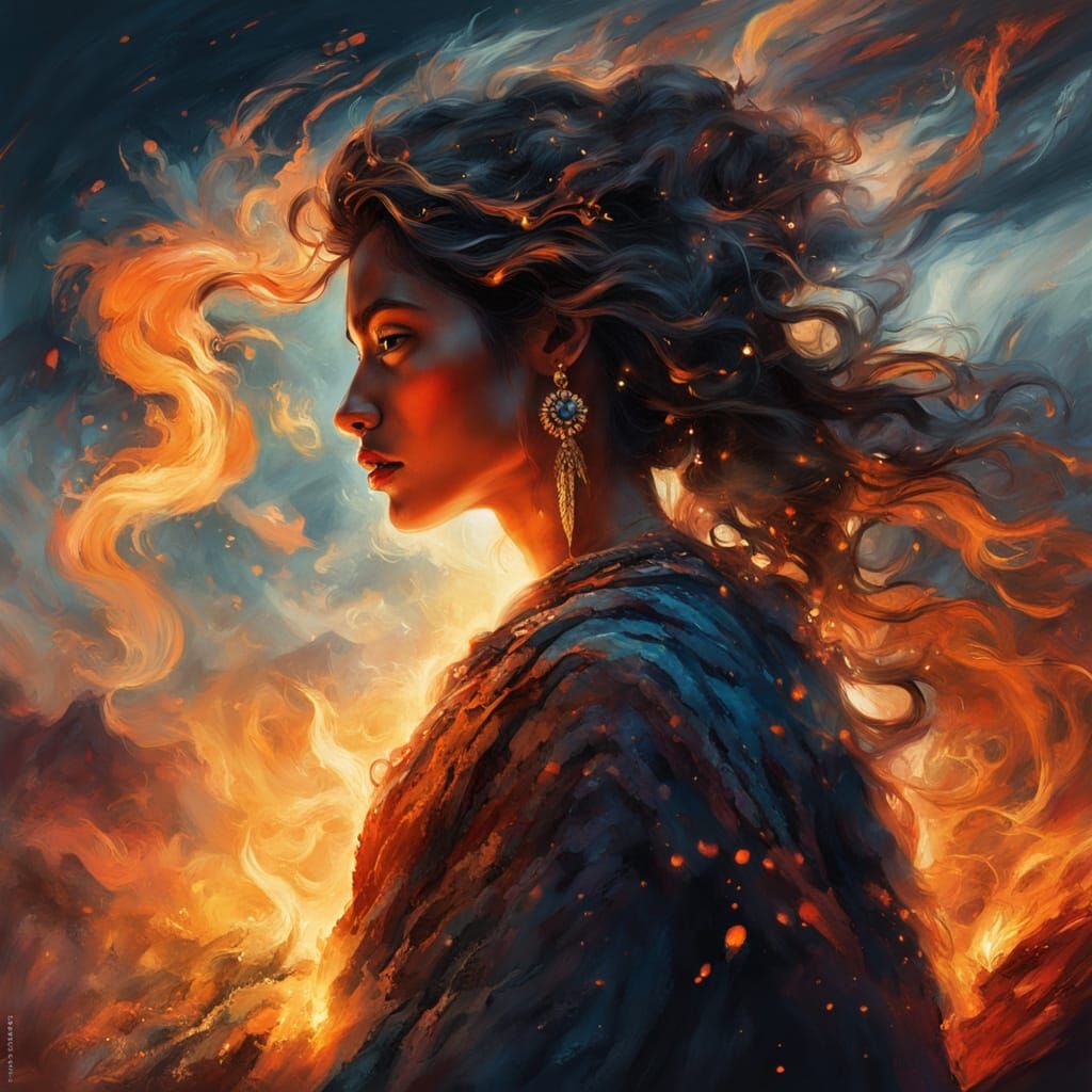 Gypsy Woman Dances Under Starry Night Sky in Vibrant, Mystic...