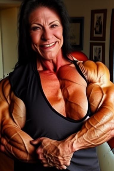 Muscular Bodybuilder Grandma with Ripped Physique