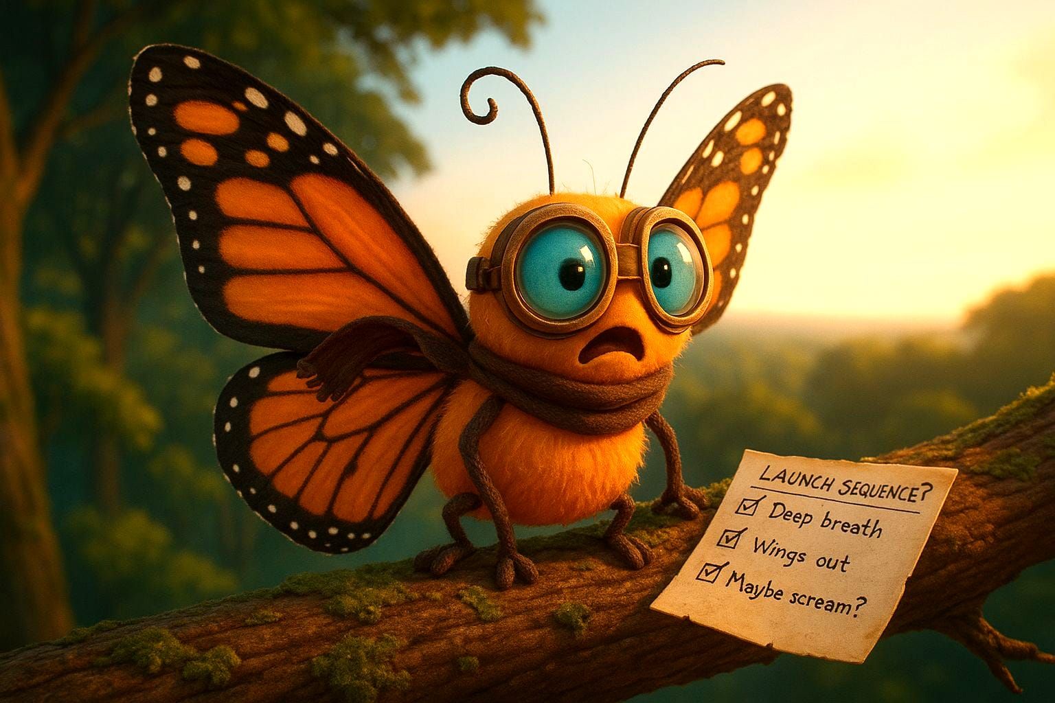 Animated 3D Butterfly Prepares for Flight