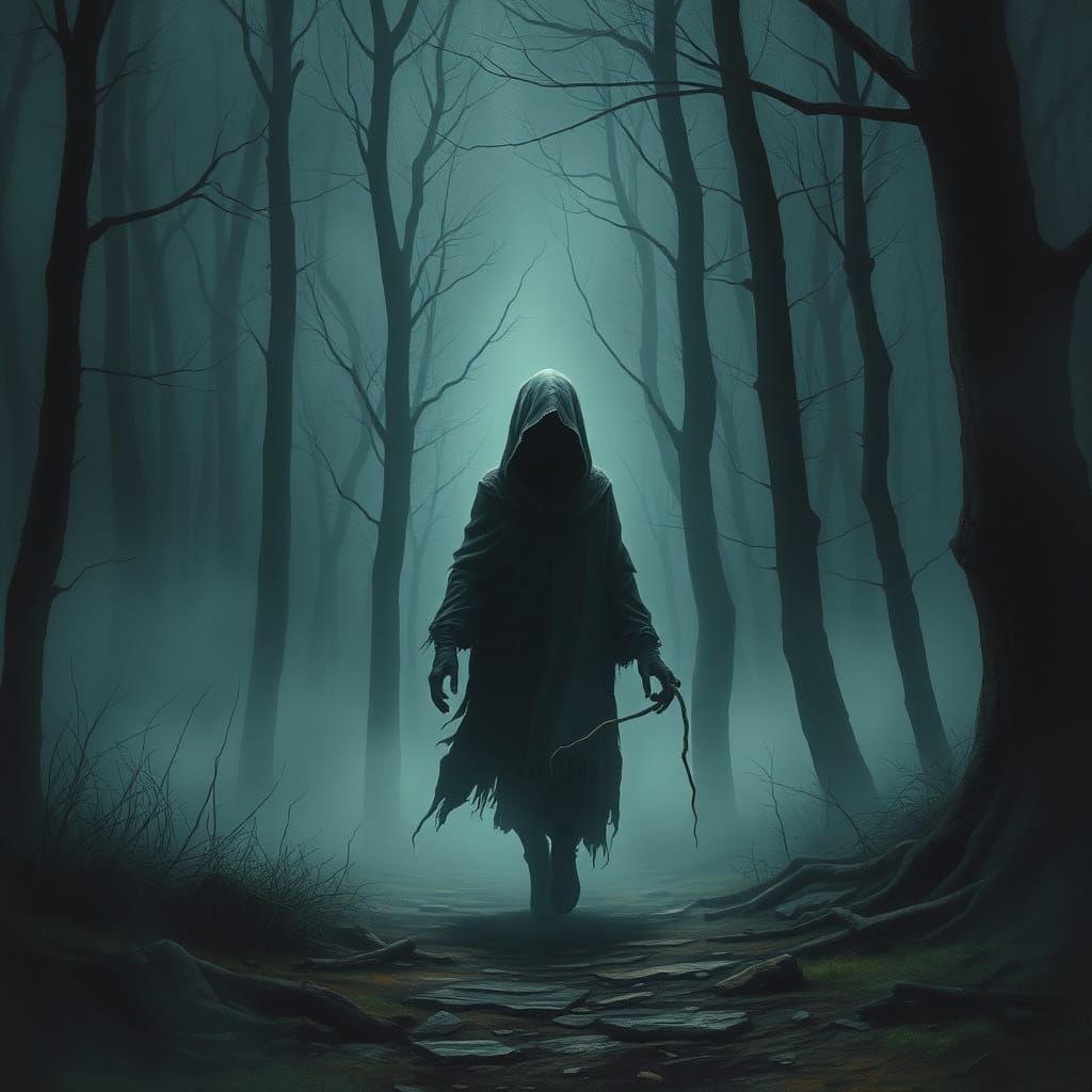 Ethereal Elfin Spirit in Misty Forest