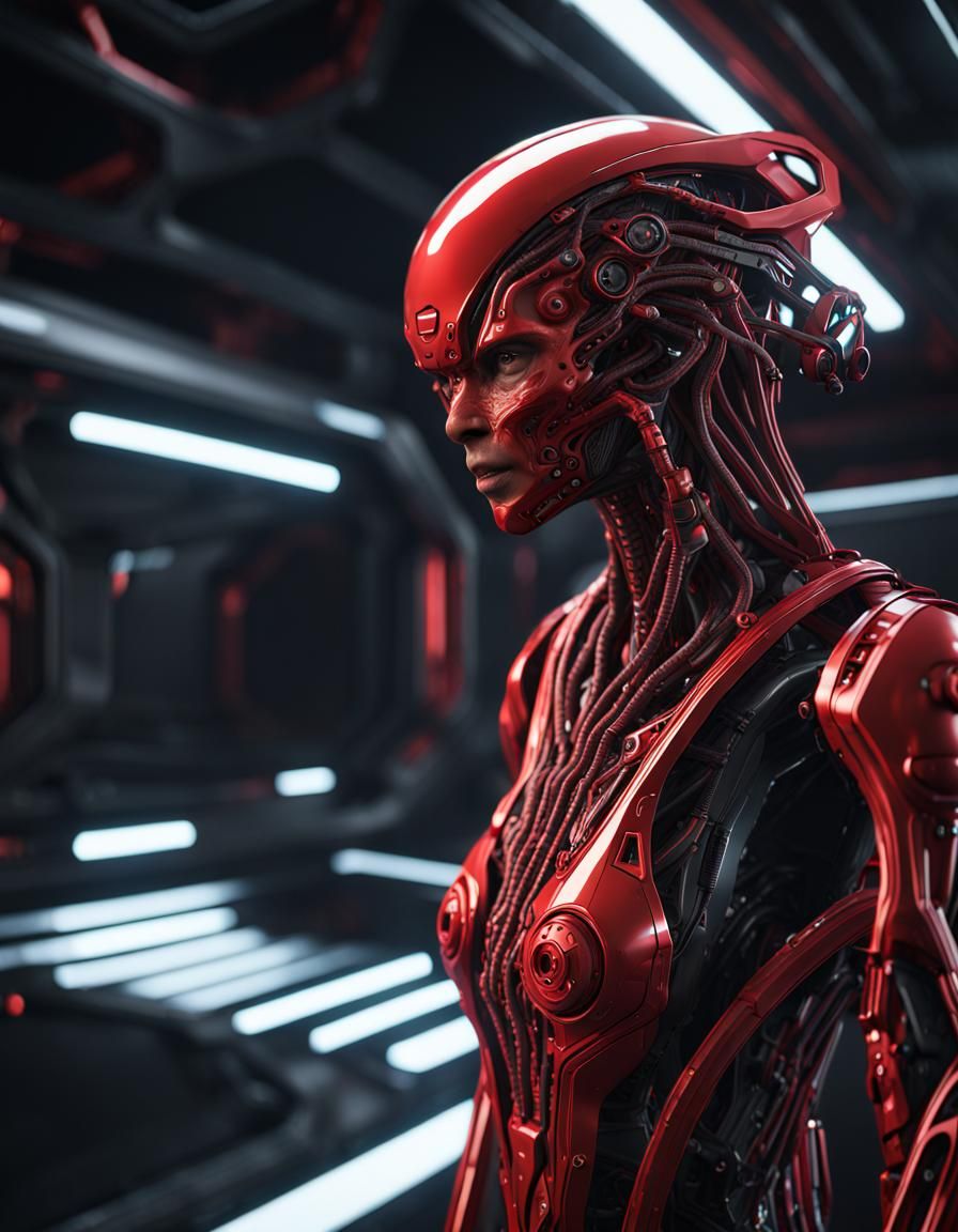 Futuristic Alien Portrait in Hyperrealistic Sci-Fi Style