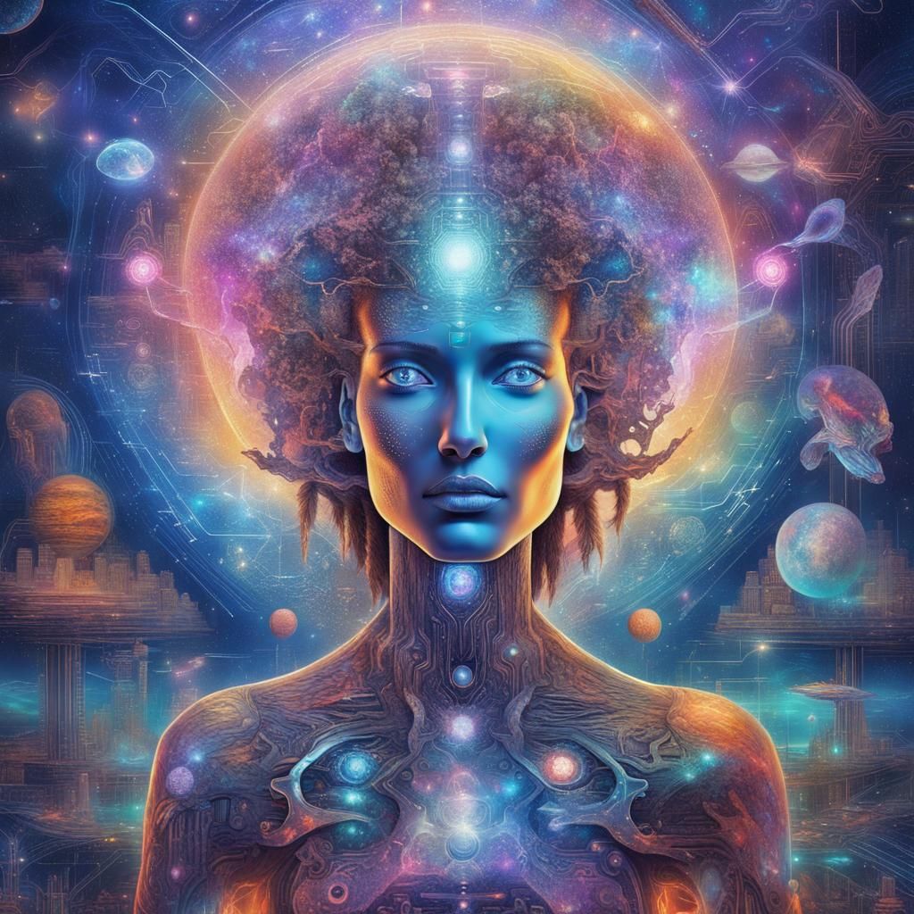 AI World Domination: Holographic Cosmic Illustration