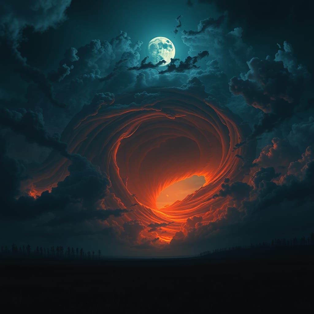 Ominous Black Moon Tornado in Fantasy Art Style