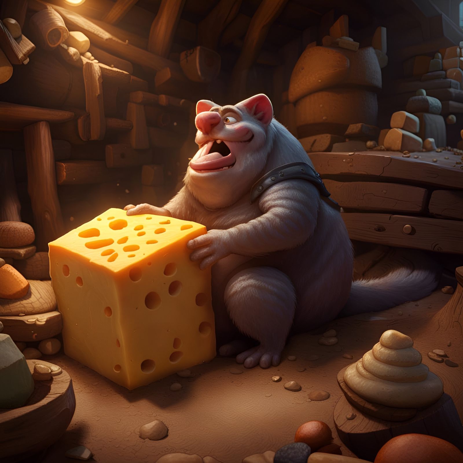 Mouse With Cheese: Hyperdetailed Digital Art