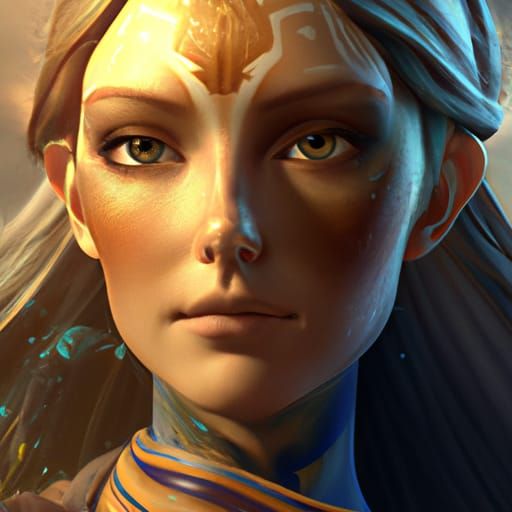 Futuristic Portrait in Art Nouveau Style