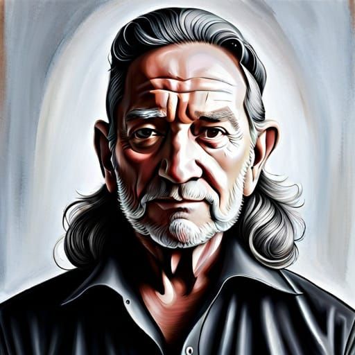 Willie Nelson Portrait in Hyperrealistic Style