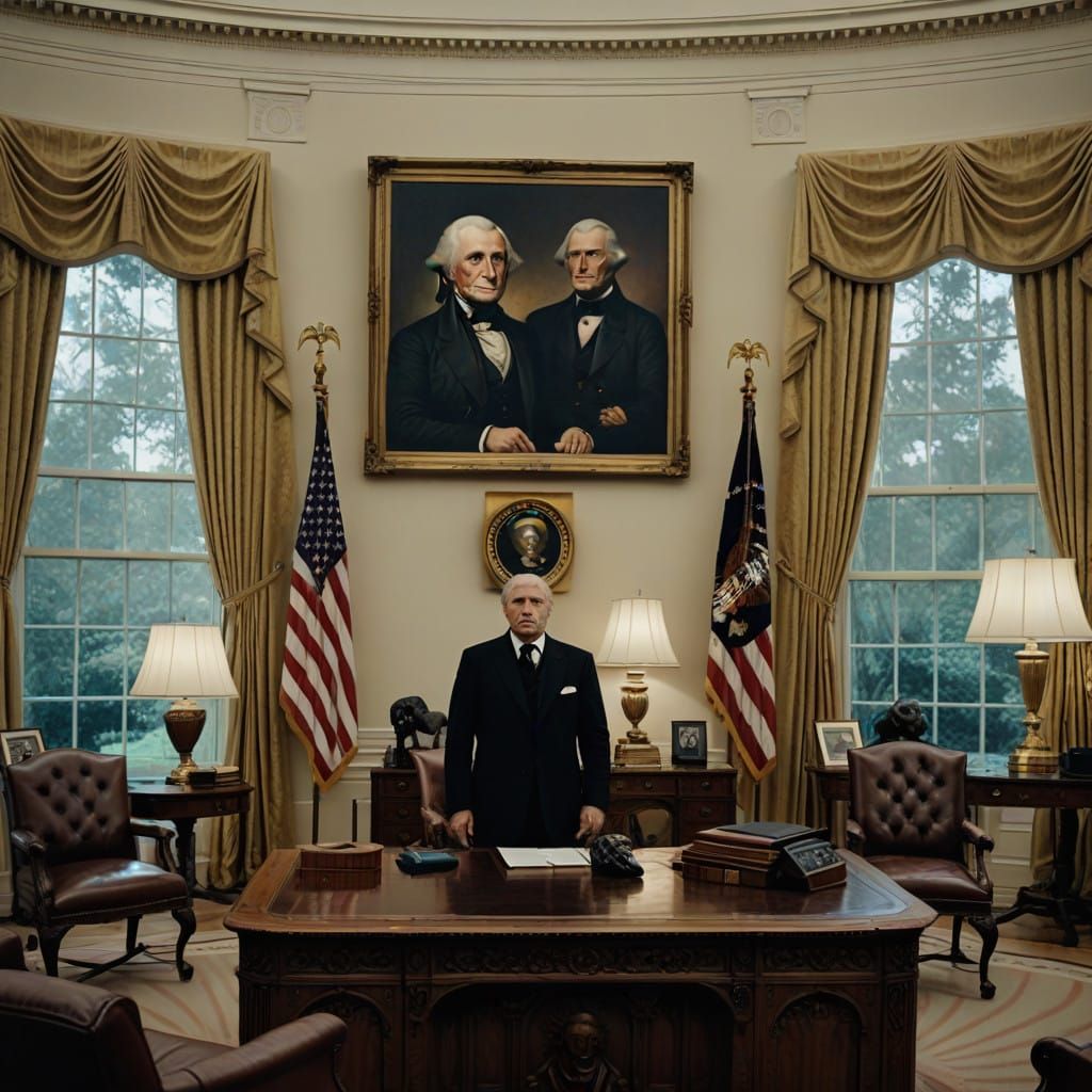 Cinematic Oval Office Makeover: Mussolini Poster Takes Cente...