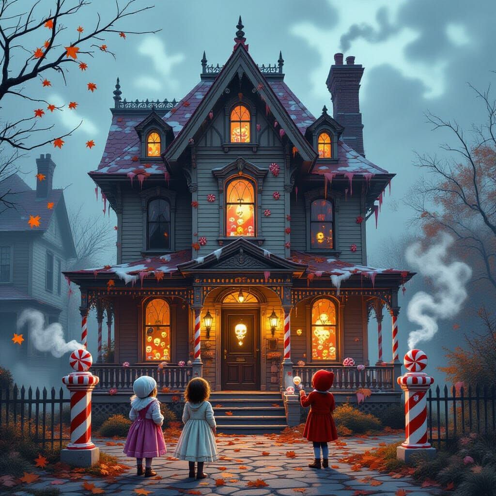 Haunted Candy Manor Halloween Scene