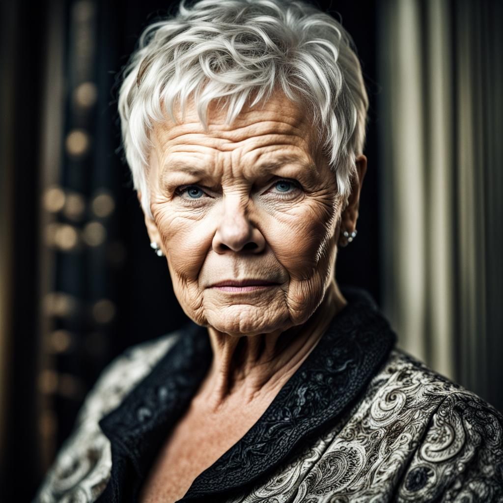 Hyperrealistic Portrait of Judie Dench in HDR