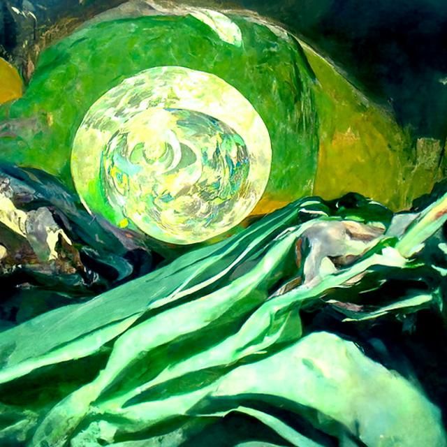 Dystopian Cosmic Green Moon in Hyperrealism