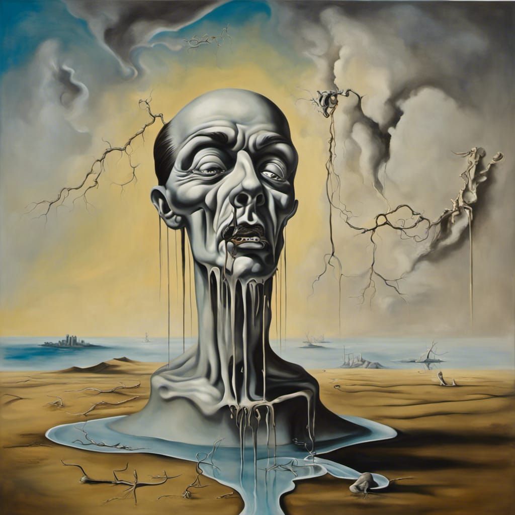 Surreal Tormented Soul Melts on Canvas