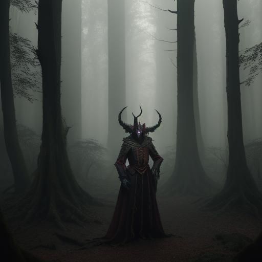 Evil Jester Dimentio in Mystical Forest, Cinematic Shot
