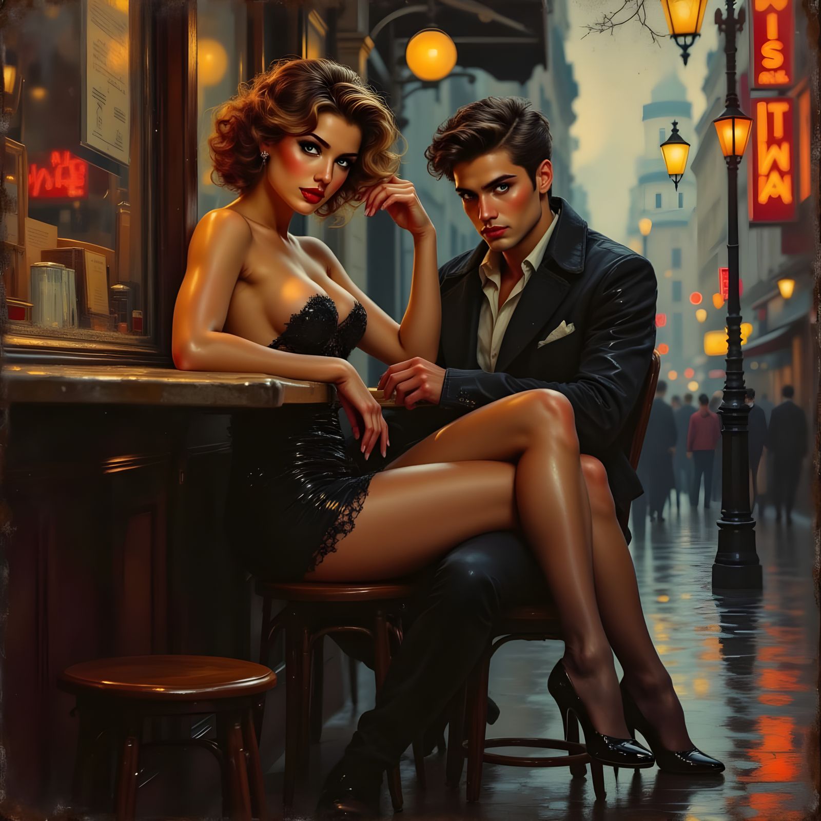 Intimate Moment Shared in Smoky Room